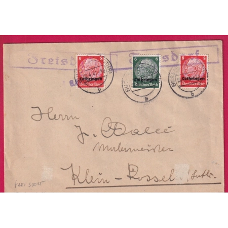 LOTHRINGEN 6 + 8 X2 PF FEISTROFF FREISDORF 1941 POUR PETIT ROSSELLE MOSELLE LETTRE