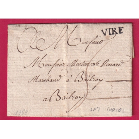 MARQUE VIRE CALVADOS 1769 LENAIN N°1 INDICE 10 POUR BALLEROY LETTRE