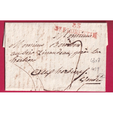 MARQUE 33 ST FLORENTIN EN ROUGE YONNE 43X8 INDICE 9 POUR LES HERBIERS VENDEE LETTRE