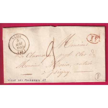 CAD TYPE 14 VASSY CALVADOS BOITE RURALE E ST VIGOR DE MEZERETS DECIME RURAL POUR ISIGNY LETTRE