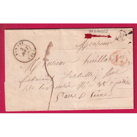 CAD TYPE 15 VIMONT CALVADOS BOITE RURALE M ARGENCES DECIME RURAL POUR PARIS 1840 LETTRE