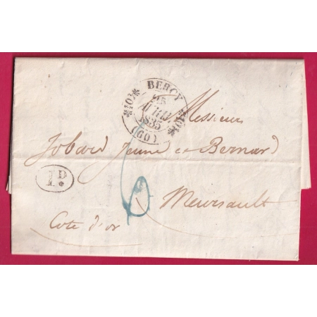 CAD TYPE 11 BERCY SEINE 1835 DECIME RURALE POUR MEURSAULT COTE D'OR 1835 LETTRE