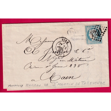 N°37 GC 4291 VIRE CALVADOS BOITE RURALE D MARTILLY ST MARTIN DE TALLEVENDE POUR CAEN  LETTRE