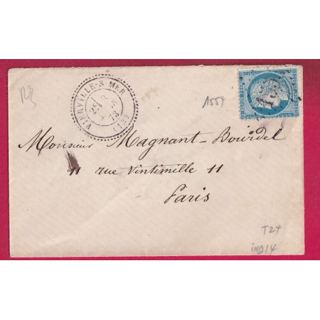 N°60 GC 1554 VIERVILLE SUR MER CALVADOS INDICE 14 POUR PARIS LETTRE