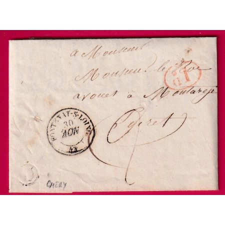 CAD TYPE 15 FONTENAY SUR LOING 1846 BOITE RURALE D CHERY DECIME RURAL POUR MONTARGIS LOIRET
