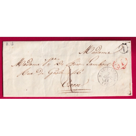 CAD TYPE 15 MESNIL AUZOUF CALVADOS BOITE RURALE A A IDENTIFIER DECIME RURAL POUR CAEN 1841 LETTRE