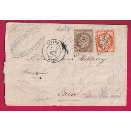 N°38 56 GC 2057 BLEU NOIR DE LITTRY CALVADOS POUR CAEN LETTRE