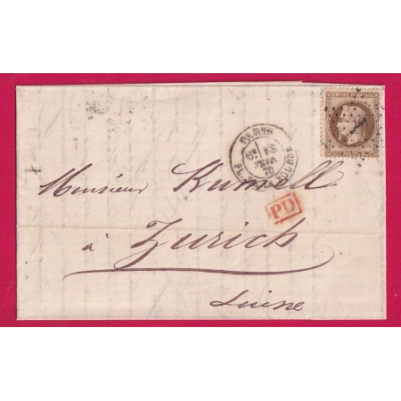 N°30 PARIS ETOILE 1 PARIS PL DE LA BOURSE POUR ZURICH SUISSE LETTRE