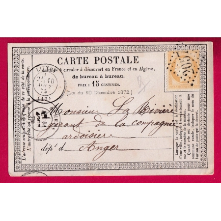N°55 GC 2057 LITTRY CALVADOS CARTE PRECURSEUR POUR ANGERS MAINE ET LOIRE LETTRE