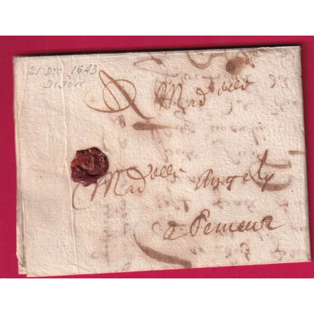 LETTRE DE DIJON COTE D'OR 1643 POUR SEMUR EN AUXOIS LETTRE