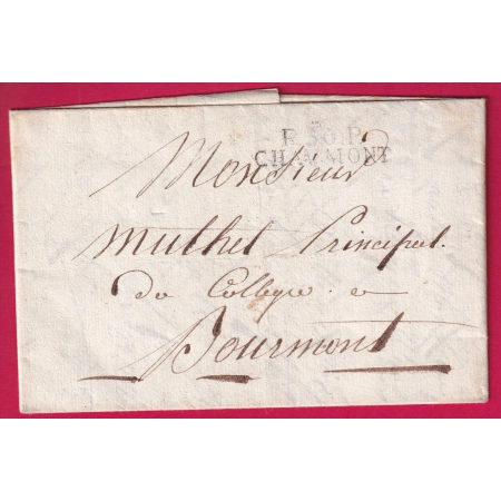 MARQUE P50P CHAUMONT HAUTE MARNE POUR BOURMONT 1827 INDICE 9 LETTRE