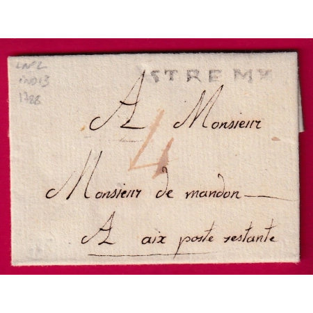 MARQUE ST REMY DE PROVENCE BOUCHES DU RHONE 1788 LENAIN N°2 INDICE 13 POUR AIX EN PROVENCE LETTRE