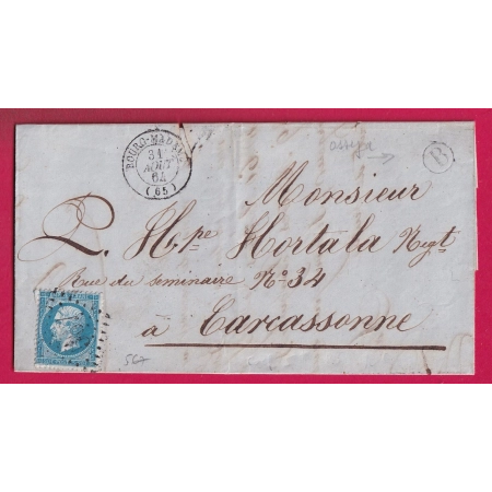 N°22 GC 567 BOURG MADAME PYRENEES ORIENTALES BOITE RURALE B OSSEJA POUR CARCASSONNE AUDE LETTRE