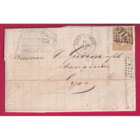 N°21 GC 2145 CAD GARE DE LYON RHONE POUR LYON LETTRE LOCALE LETTRE