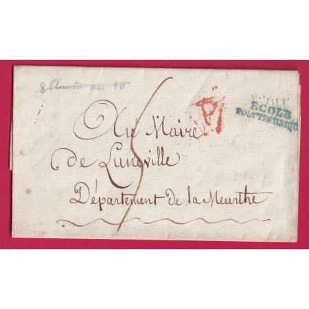 FRANCHISE ECOLE POLYTECHNIQUE EN BLEU + MARQUE P PARIS EN ROUGE POUR LUNEVILLE MEURTHE ET MOSELLE LETTRE