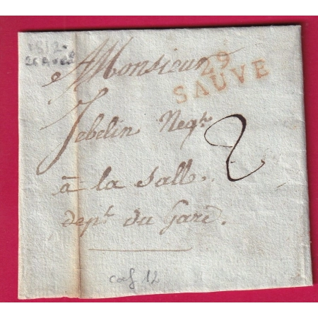 MARQUE 29 SAUVE GARD EN ROUGE INDICE 12 POUR LASALLE GARD 1812 LETTRE