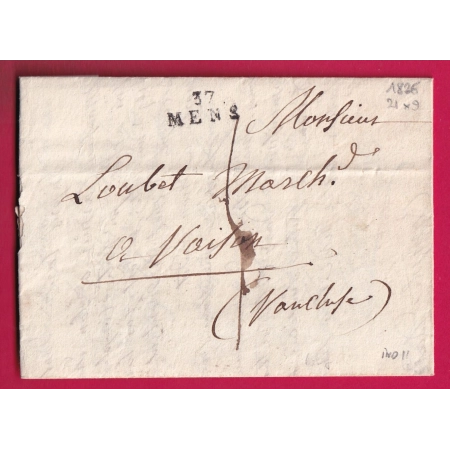 MARQUE 37 MENS ISERE 1826 POUR VAISON VAUCLUSE INDICE 11 LETTRE