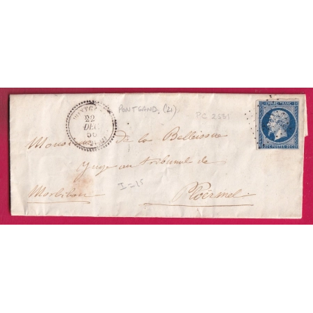 N°14 PC 2531 PONTGAND COTES DU NORD CAD TYPE 22 POUR PLOERMEL INDICE 15 LETTRE
