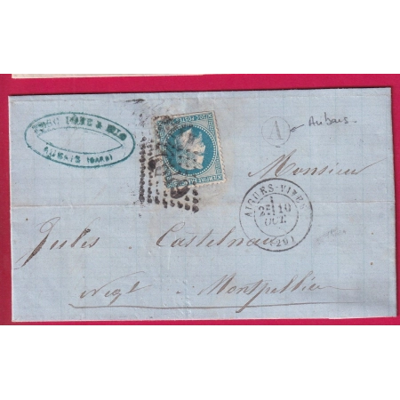 N°29 GC 4549 AIGUES VIVES GARD  BOITE RURALE A AUBAIS POUR MONTPELLIER HERAULT LETTRE