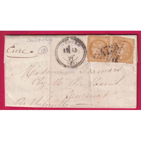 N°43B PERCE EN LIGNE GC 4736 CABOURG CALVADOS CAD TYPE 24 POUR DRUCOURT LETTRE