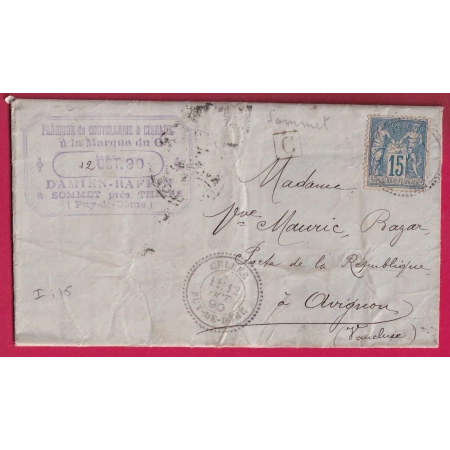 N°90 CAD TYPE 25 CELLES PUY DE DOME BOITE URBAINE C IDENTIFIEE SOMMET INDICE 15 POUR AVIGNON VAUCLUSE LETTRE