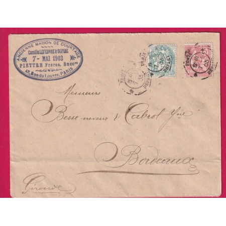 N°111 125 PARIS DEPART LEVEE EXCEPTIONNEL POUR BORDEAUXLETTRE COVER