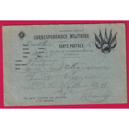 CARTE FM DRAPEAUX WW2 AGDE HERAULT POUR AGDE CARTE AVEC REPONSE LETTRE COVER