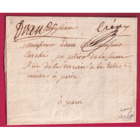 MARQUE FRANC DE CREPY EN VALOIS OISE POUR PARIS LENAIN N°3 INDICE 20 LETTRE