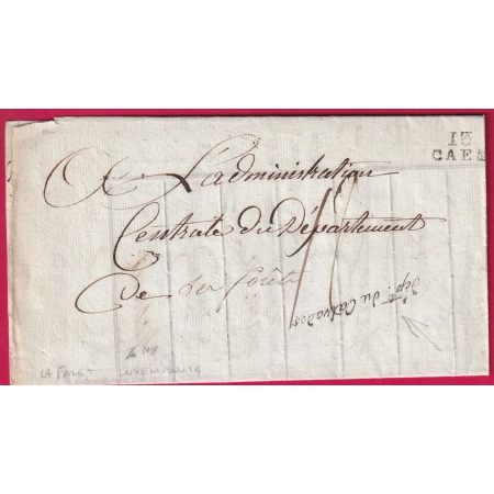 FRANCHISE DPT DU CALVADOS MARQUE 13 CAEN AN7 POUR DPT DE LA FORET LUXEMBOURG LETTRE COVER