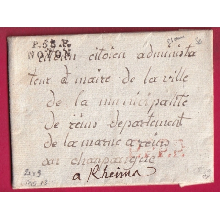 MARQUE P58P NOYON OISE POUR REIMS MARNE INDICE 13 LETTRE COVER