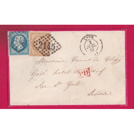 N°28 45C GC REFAIT 260 AVIGNON VAUCLUSE POUR BALE SUISSE LETTRE COVER