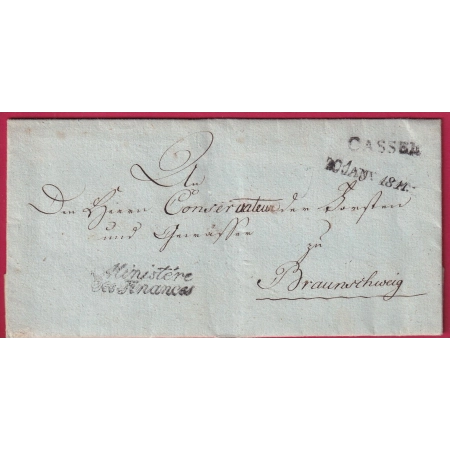 MARQUE CONQUIS CASSEL ALLEMAGNE 1811 FRANCHISE MINISTERE DES FINANCES POUR BRAUNSCHWEIG LETTRE COVER
