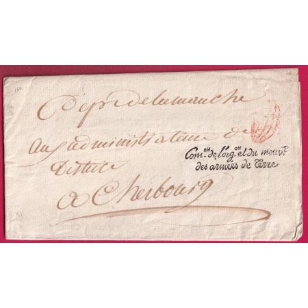 FRANCHISE COM DE L'ORGANISATION ET DU MOUVEMENT DES ARMEES DE TERRE POUR CHERBOURG MANCHE VERS 1796 LETTRE COVER