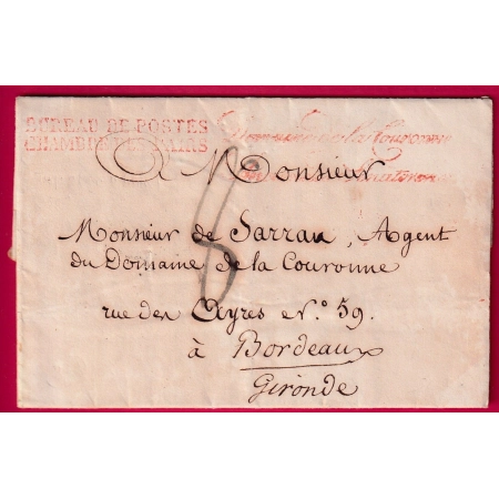 FRANCHISE DOMAINE DE LA COURONNE ADon DS BIENS Bau DE POSTES CHAMBRE DES PAIRS 1827 POUR BORDEAUX LETTRE COVER
