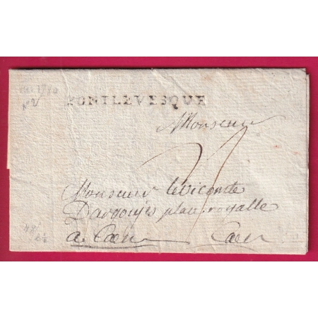 MARQUE PONT L'EVEQUE CALVADOS 1780 LENAIN N°2 POUR CAEN LETTRE COVER