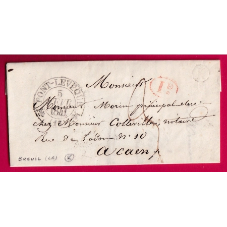 CAD TYPE 12 PONT L'EVEQUE CALVADOS BOITE RURALE K LE BREUIL DECIME RURAL POUR CAEN LETTRE COVER