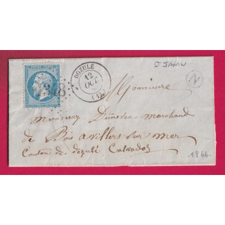 N°22 GC 1348 DOZULE CALVADOS BOITE RURALE N  ST JANIN POUR VILLERS SUR MER BUREAUX PASSE LISIEUX LETTRE COVER