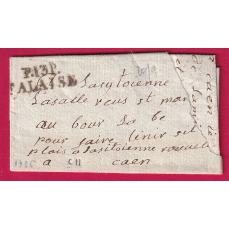 MARQUE P13P FALAISE CALVADOS 1796 POUR CAEN INDICE 11 LETTRE COVER