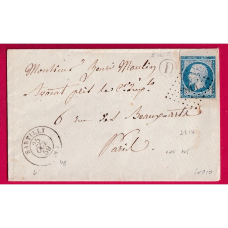 N°14 BDF PC 2814 SARTILLY MANCHE POUR PARIS LETTRE