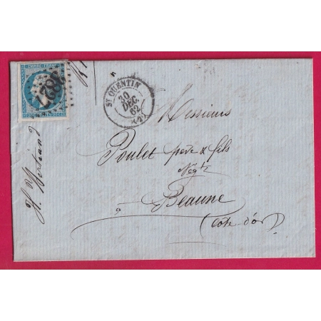N°14 GC 3827 DU 30 DECEMBRE 1862 POUR BEAUNE COTE D'OR LETTRE