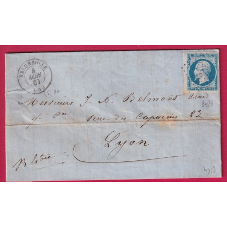N°14 COIN DE FEUILLE PC 3473 VALENSOLLE BASSES ALPES POUR LYON LETTRE