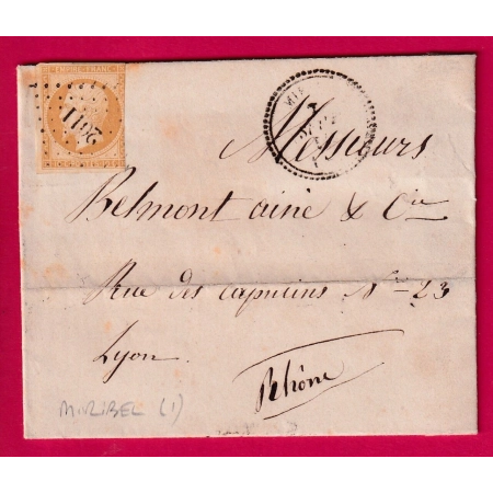 N°13 PC 2011 MIRIBEL AIN CAD TYPE 22 POUR LYON RECETTES REUNIES ?? LETTRE