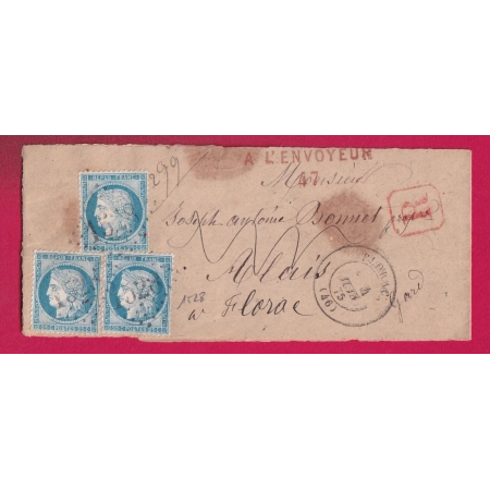 N°60 X3 GC 1528 FLORAC LOZERE BANDE RECOMMANDE RETOUR ENVOUR 47 ALAIS GARD LETTRE