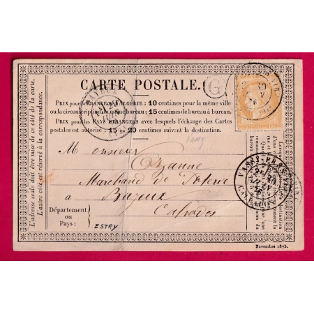 N°55 CAD TYPE 18 VASSY PRES VIRE CALVADOS BOITE RURALE G ESTRY CARTE PRECUSEUR POUR BAYEUX LETTRE