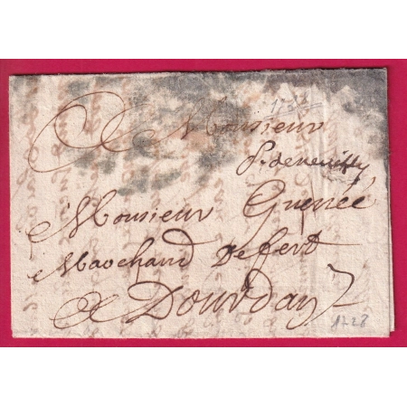 MARQUE MANUSCRIT PONT DE NEUILLY SEINE 1728 POUR DOURDAN LENAIN N°1 INDICE 18 LETTRE COVER