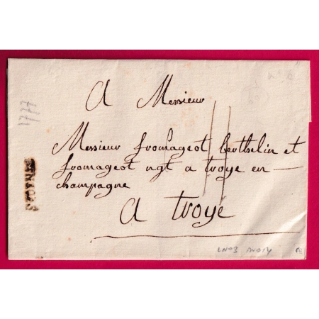 MARQUE ST DENIS SEINE LENAIN N°3 INDICE 14 POUR TROYES AUBE LETTRE COVER