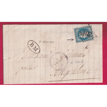 N°29 CAD TYPE 22 ST JUST HAUTE VIENNE BM DE ST LEONARD GC 2049 LIMOGES POUR ANGOULEME LETTRE