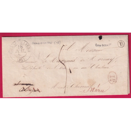 CAD TYPE 13 GRANDVILLIERS OISE BOITE RURALE B BEAUDEDUIT + DECIME RURAL POUR ALENCON REEXPEDIEE MERU LETTRE COVER