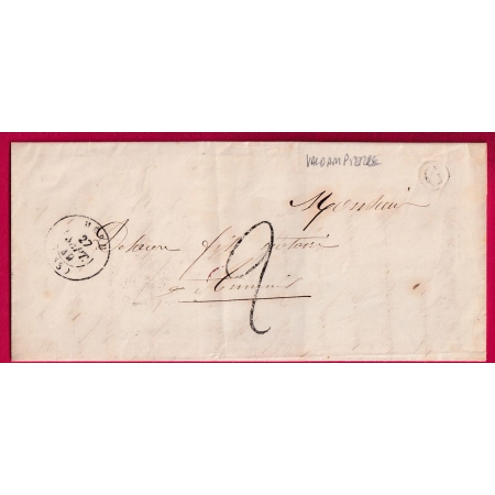 CAD TYPE 13 MERU OISE BOITE RURALE G VALDAMPIERE POUR AMIENS AU DOS AMBULANT LIGNE DE QUIEVRAIN LETTRE COVER