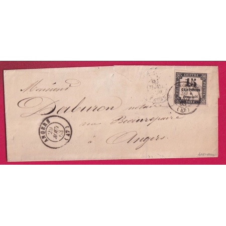 TAXE N°3 TB CAD TYPE 15 ANGERS MAINE ET LOIRE POUR ANGERS LETTRE COVER